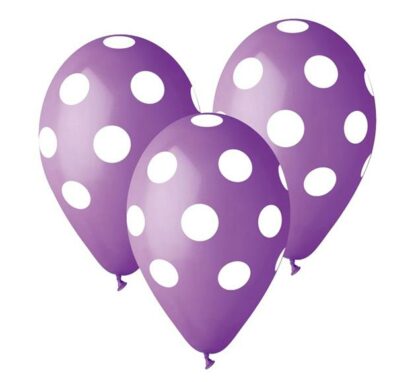 BALONY FIOLETOWE W GROSZKI / 5 szt.