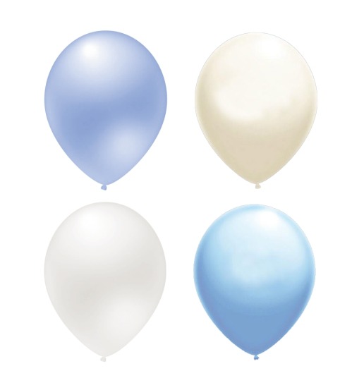 ZESTAW BALONÓW PERŁOWE NIEBIESKIE BIAŁE / 50szt.