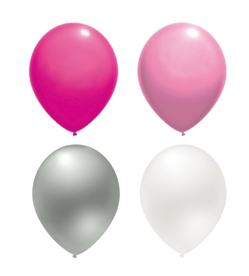 ZESTAW BALONÓW PERŁOWE RÓŻOWE SREBRNE / 25szt.