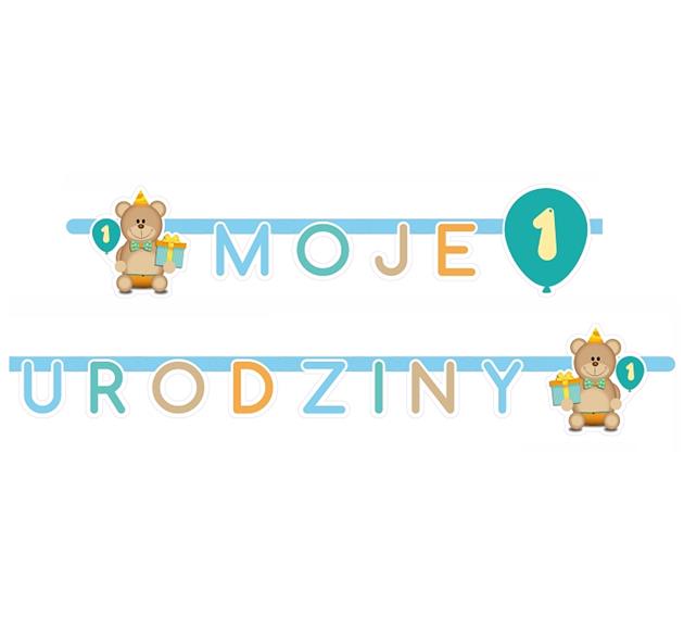 GIRLANDA "MOJE 1 URODZINY" / NIEBIESKA