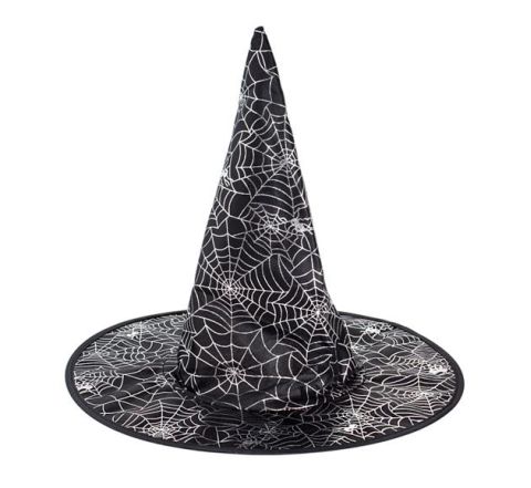 KAPELUSZ CZAROWNICY / CZARNY ZE SREBRNĄ PAJĘCZYNĄ