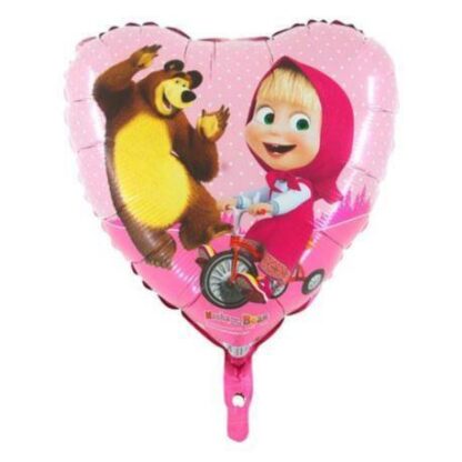 BALON SERCE MASZA I NIEDŹWIEDŹ / 45 cm