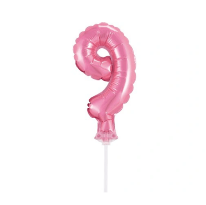 BALON "9" NA PATYCZKU / kolor: RÓŻOWY