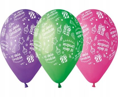 BALONY KOLOROWE / W DNIU URODZIN / 5szt