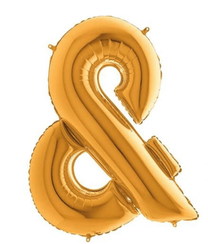 BALON LITERA "&" / kolor: ZŁOTY / 100 cm