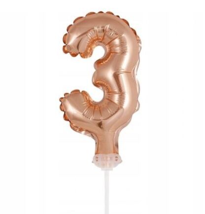 BALONIK TOPPER CYFRA 3 / kolor: ROSE GOLD/ 13cm