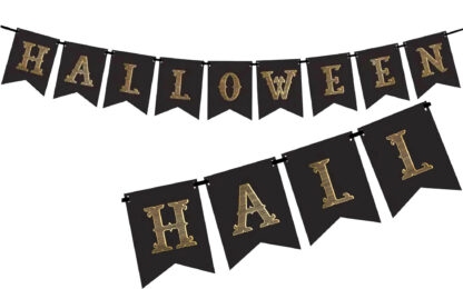 BANER HALLOWEEN CZARNO-ZŁOTY / dł. 175cm