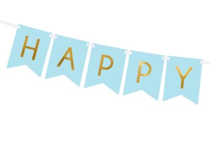 GIRLANDA HAPPY BIRTHDAY / kolor: NIEBIESKI, ZŁOTY