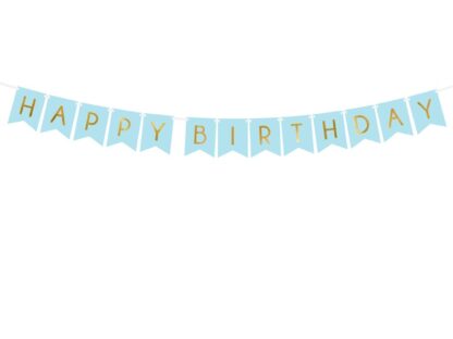 GIRLANDA HAPPY BIRTHDAY / kolor: NIEBIESKI, ZŁOTY - obrazek 4