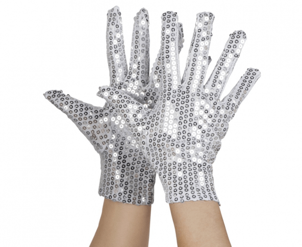 RĘKAWICZKI DISCO CEKINOWE SREBRNE