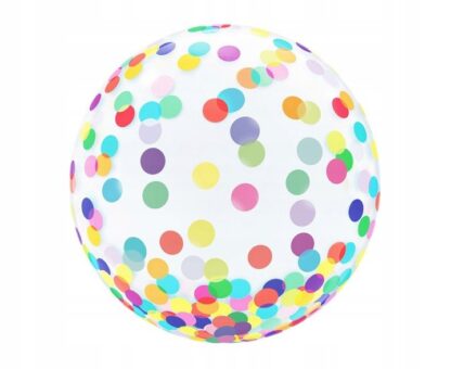 BALON KULA CLEAR/KOLOROWE GROSZKI 45cm