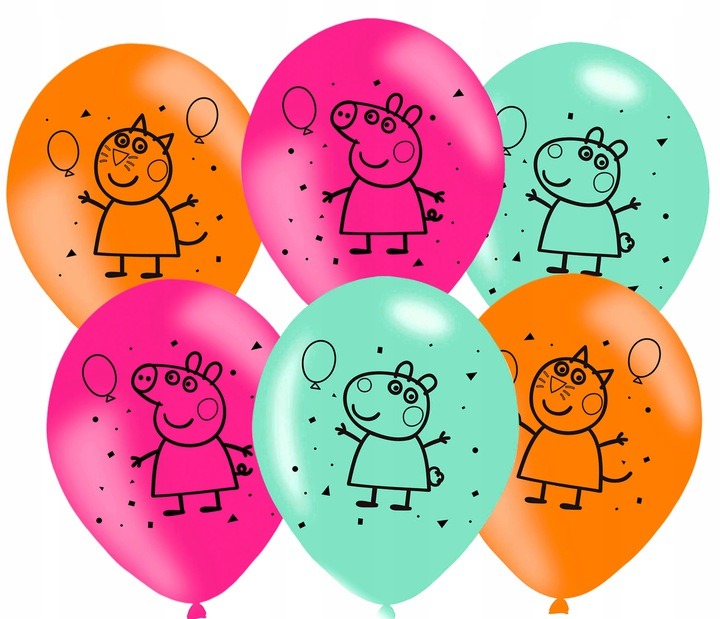 BALONY ŚWINKA PEPPA 6szt
