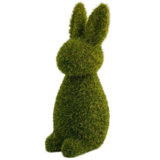 DEKORACJA ZAJĄC WIELKANOCNY FLOKOWANY STOJĄCY ZIELONY 15cm