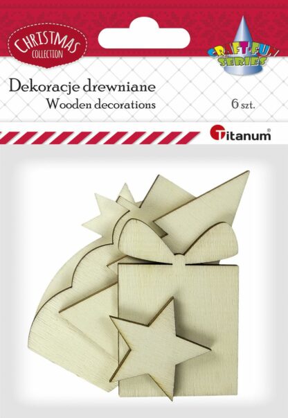 DEKORACJE DREWNIANE ŚWIĘTA MIX 6szt