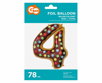 BALON FOLIOWY CYFRA 4 CIASTECZKO 78cm - obrazek 2