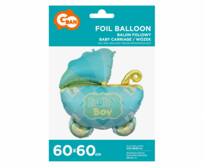 BALON FOLIOWY WÓZEK NIEBIESKI 60cm - obrazek 2