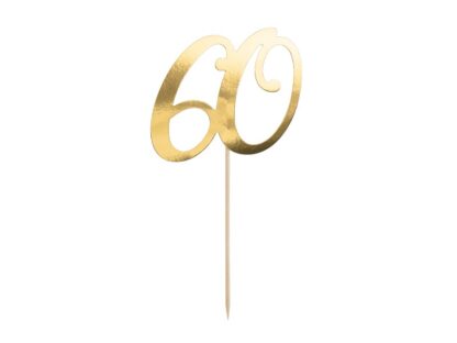 TOPPER NA TORT ”60” ZŁOTY 21cm
