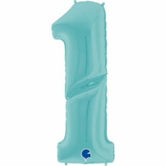 BALON FOLIOWY CYFRA 1 PASTELOWY NIEBIESKI 64``