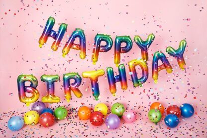 BALONY NAPIS HAPPY BIRTHDAY / KOLOROWA TĘCZA - obrazek 2