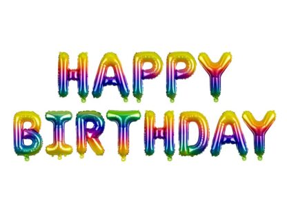 BALONY NAPIS HAPPY BIRTHDAY / KOLOROWA TĘCZA