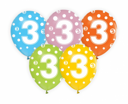 BALONY CYFRA ”3” 5szt
