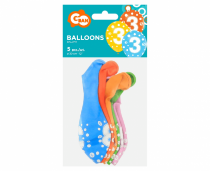 BALONY CYFRA ”3” 5szt - obrazek 2