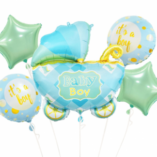 BALONY ZESTAW WÓZEK NIEBIESKI 5szt