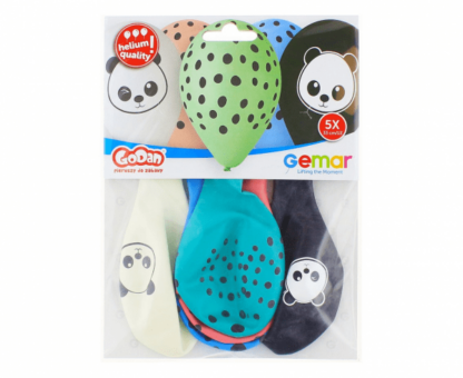 BALONY NADRUK PANDA MIX 5szt - obrazek 2