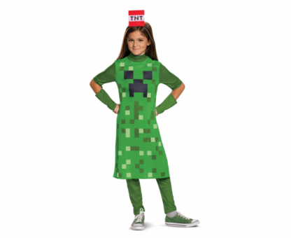STRÓJ MINECRAFT CREEPER 7/8lat DZIEWCZYNKA