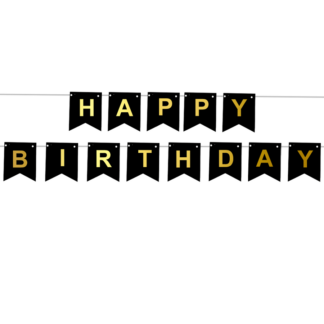 GIRLANDA HAPPY HIRTHDAY CZARNA/ZŁOTA
