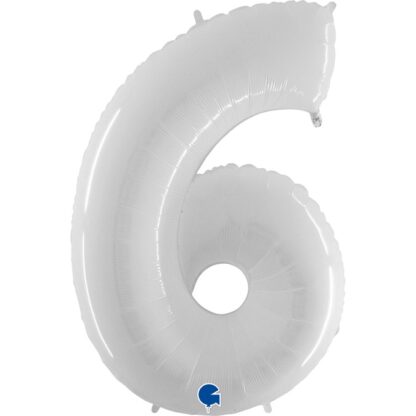 balon CYFRA 6 100cm BIAŁY