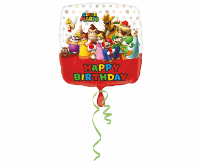 BALON FOLIOWY MARIO HAPPY BIRTHDAY KWADRAT 43cm