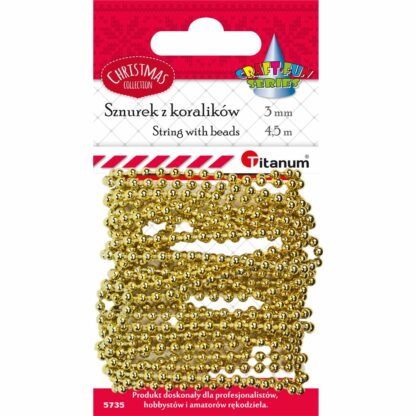 KORALIKI NA SZNURKU ZŁOTE 3mm 4,5m