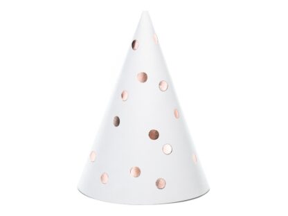 CZAPECZKI BIAŁE GROSZKI ROSE GOLD 6szt