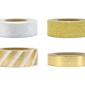 TAŚMA WASHI ZŁOTY MIX 4szt.