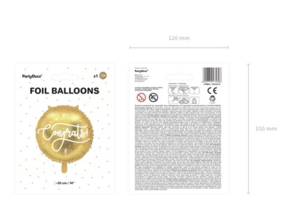 BALON CONGRATS KOŁO ZŁOTE 45cm - obrazek 3