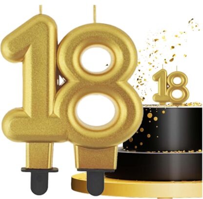 ŚWIECZKA NA TORT “18” / ZŁOTA METALICZNA