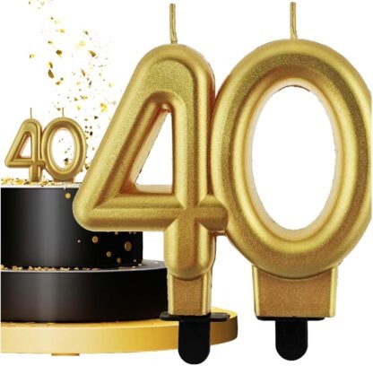 ŚWIECZKA NA TORT “40” / ZŁOTA METALICZNA
