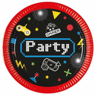 TALERZYKI GAMING PARTY CZARNE 20cm 8szt