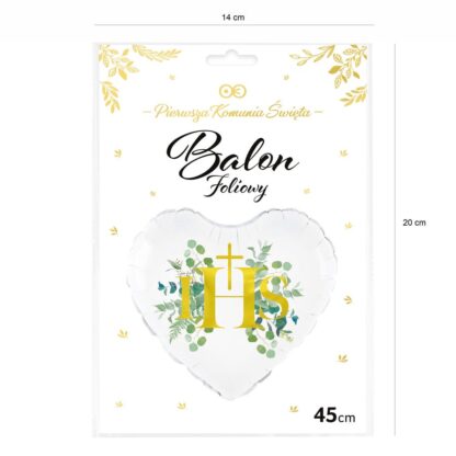 BALON KOMUNIJNY SERCE IHS BOHO 45cm - obrazek 3