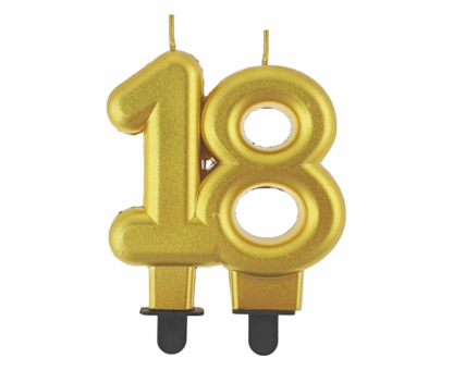 ŚWIECZKA NA TORT “18” / ZŁOTA METALICZNA - obrazek 2