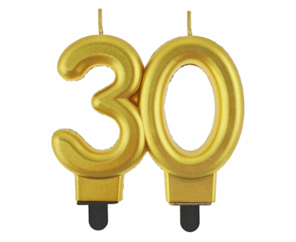 ŚWIECZKA NA TORT “30” / ZŁOTA METALICZNA