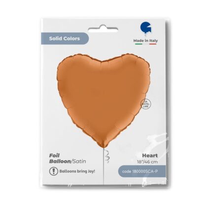 BALON FOLIOWY SERCE KARMEL SATYNA 45cm - obrazek 2