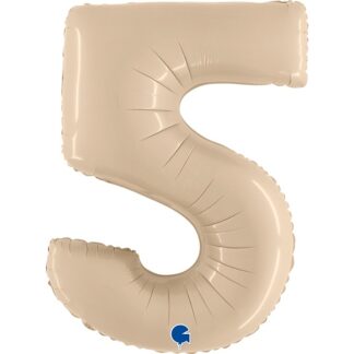 balon CYFRA 5 100cm SATYNA KREM