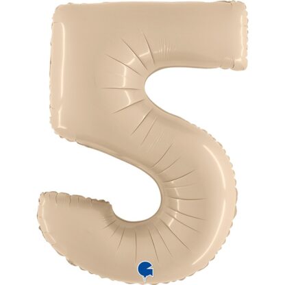 balon CYFRA 5 100cm SATYNA KREM