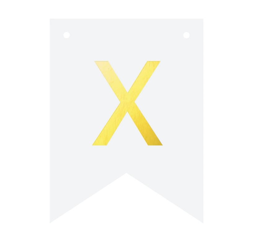 FLAGIETKA LITERA “X” DO BANERU DIY / BIAŁO-ZŁOTA /16cm