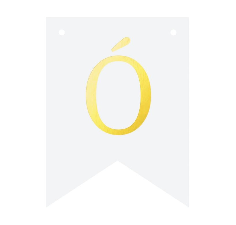 FLAGIETKA LITERA “Ó” DO BANERU DIY / BIAŁO-ZŁOTA /16cm