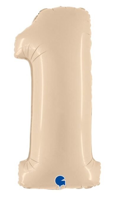balon CYFRA 1 100cm SATYNA KREM