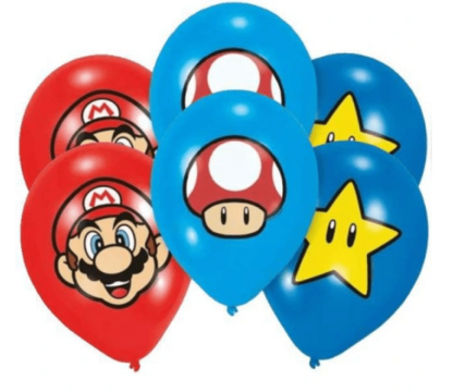 BALONY NADRUK SUPER MARIO 6szt