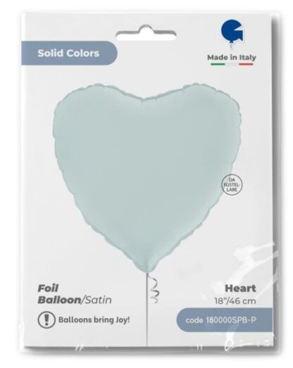 BALON SERCE PASTELOWY NIEBIESKI SATYNA 45cm - obrazek 2